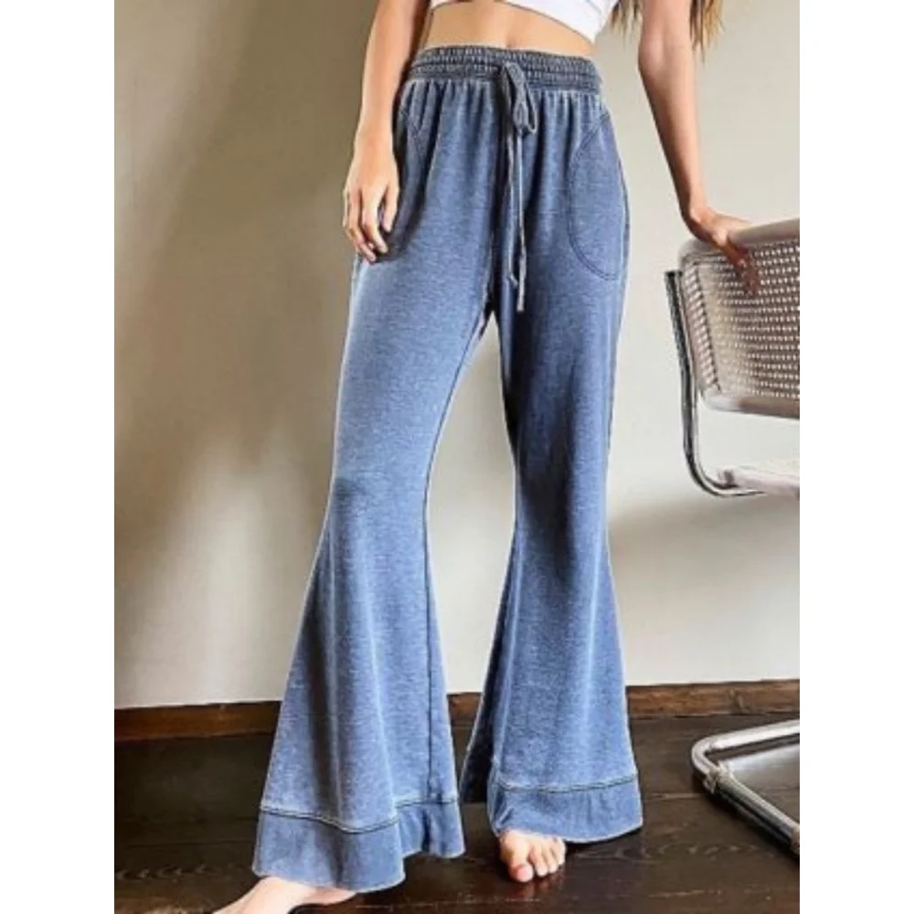 Free People Cozy Cool Girl Lounge Pants Dark Sapphire Blue - Picture 3 of 16